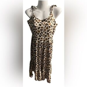 Marie Nicole giraffe print Thai spaghetti strap tank midi dress with ruffle